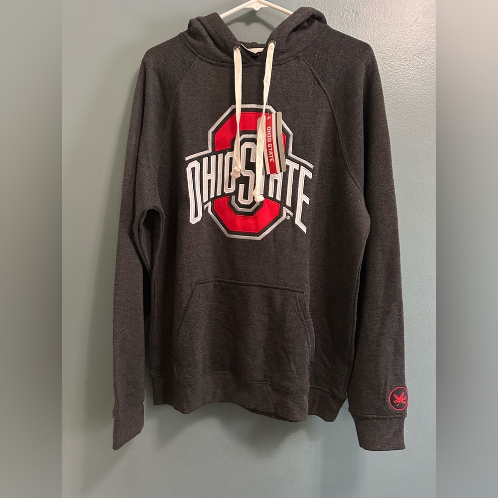 Ohio State Buckeyes NCAA Tribute Gray Fleece Hoodie Embroidered Logo Size Medium